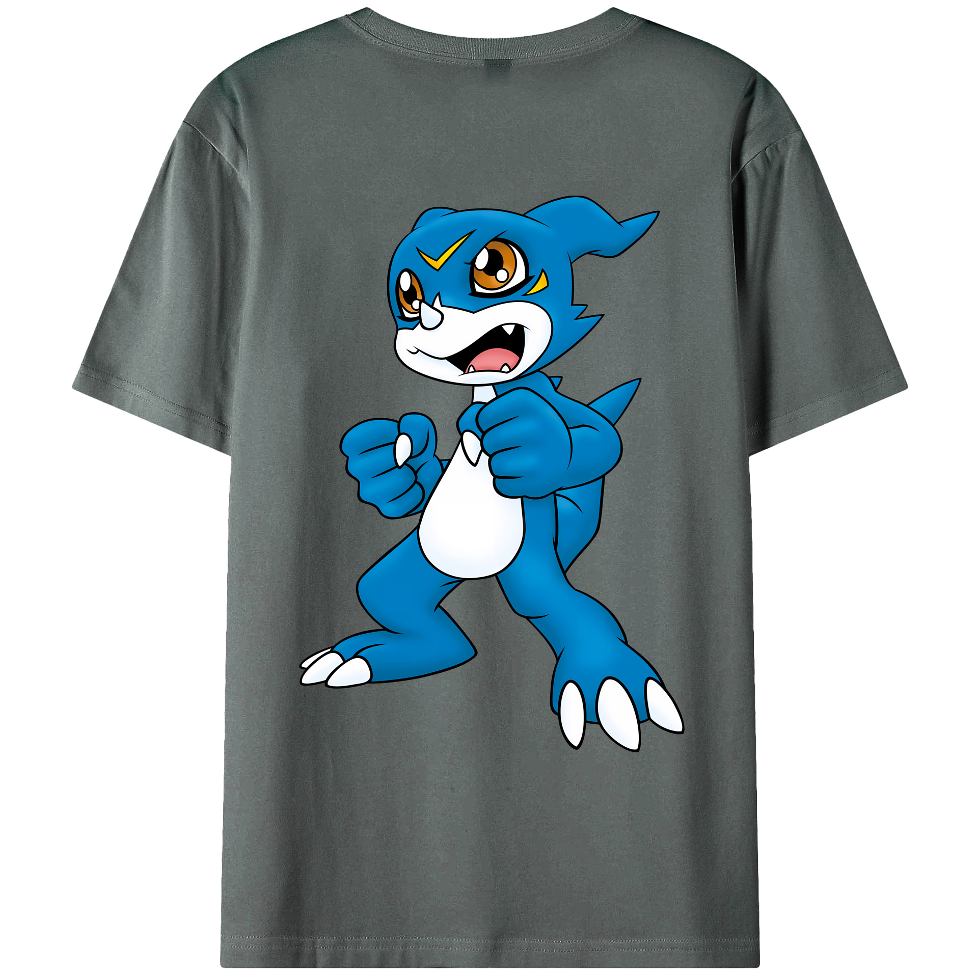 （画像用） Digimon デジタルモンスター/デジモン 綿100％ メンズ半袖Tシャツ（バックプリント） 通気性